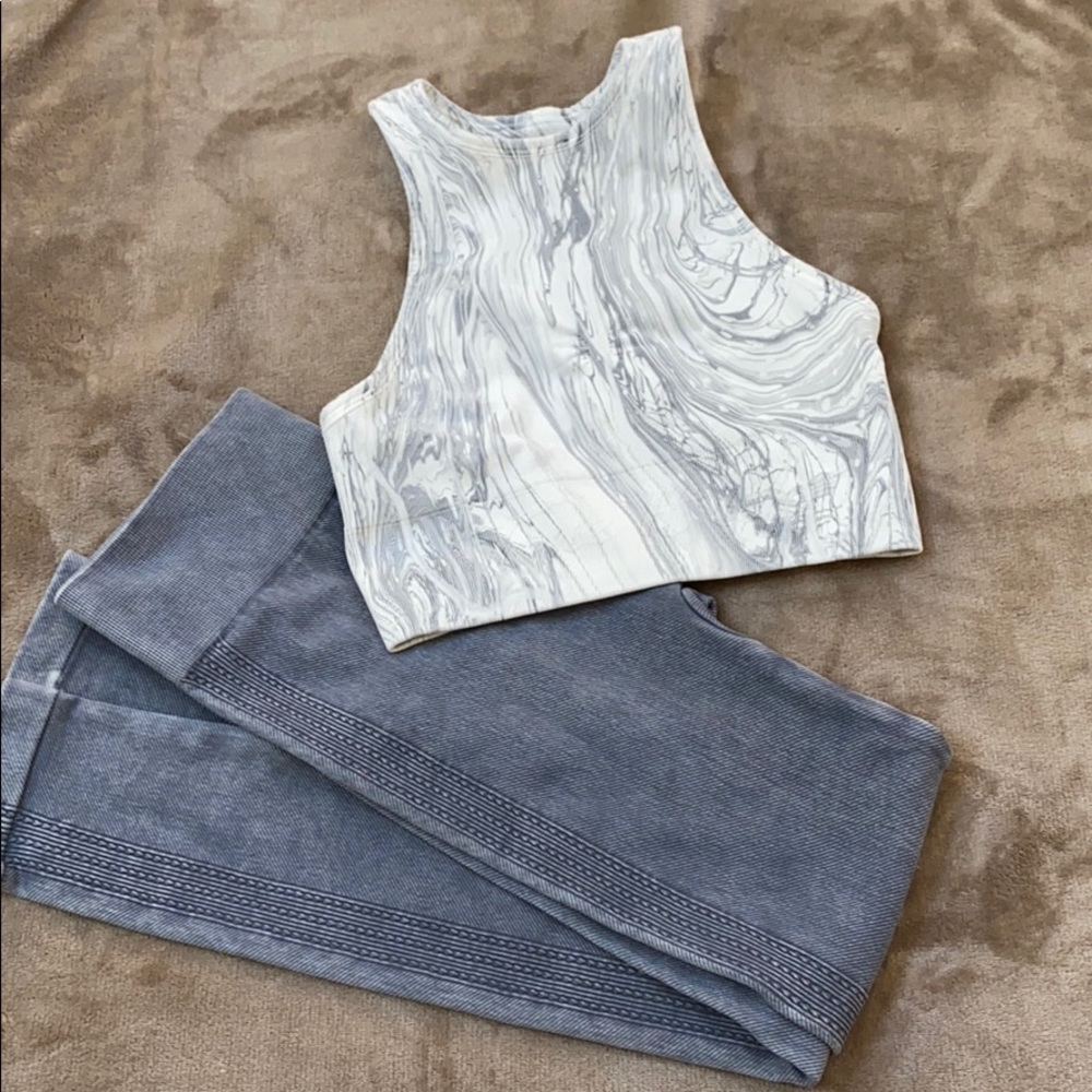 TIU marble vintage line rib legging and marble top